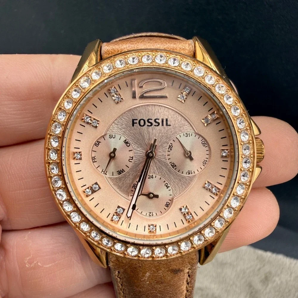 Vintage Fossil Watch‎ Riley Women's Rose Gold Tone UNTESTED